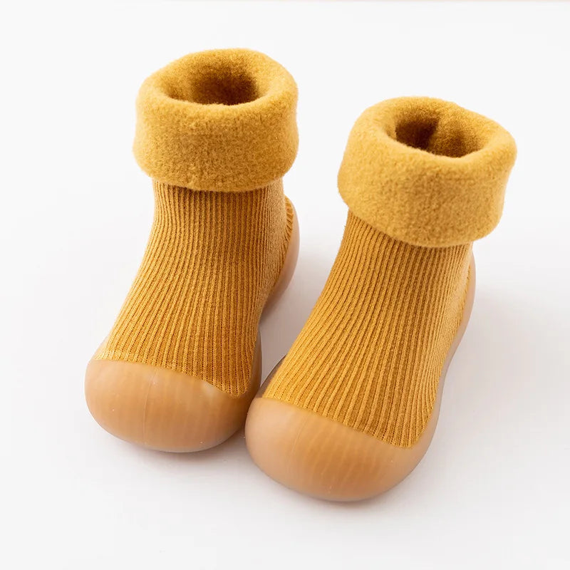 Yellow baby socks shoes with soft soles
