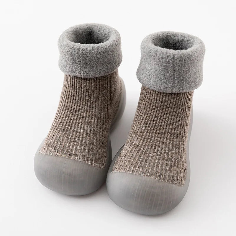 Gray baby socks shoes with soft soles