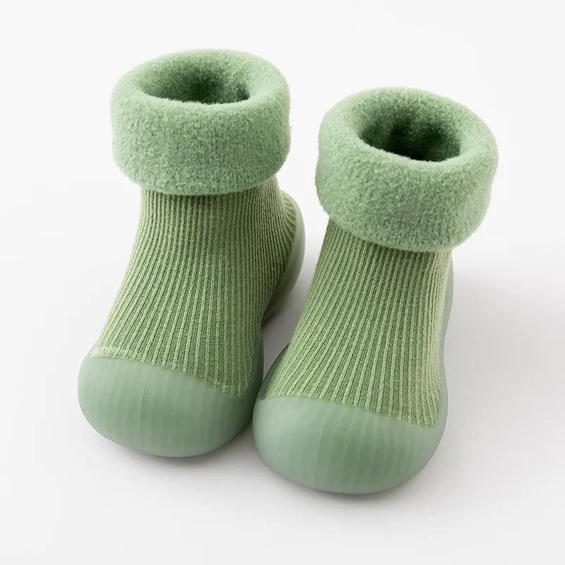 Green baby socks shoes with non-slip soles
