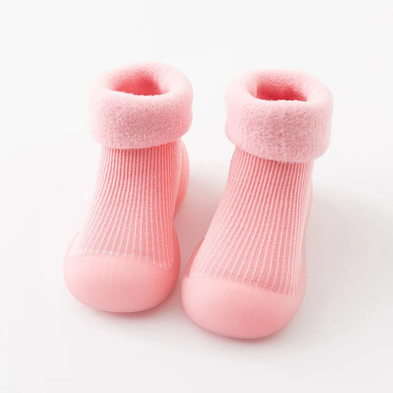 Pink baby socks shoes with non-slip soles